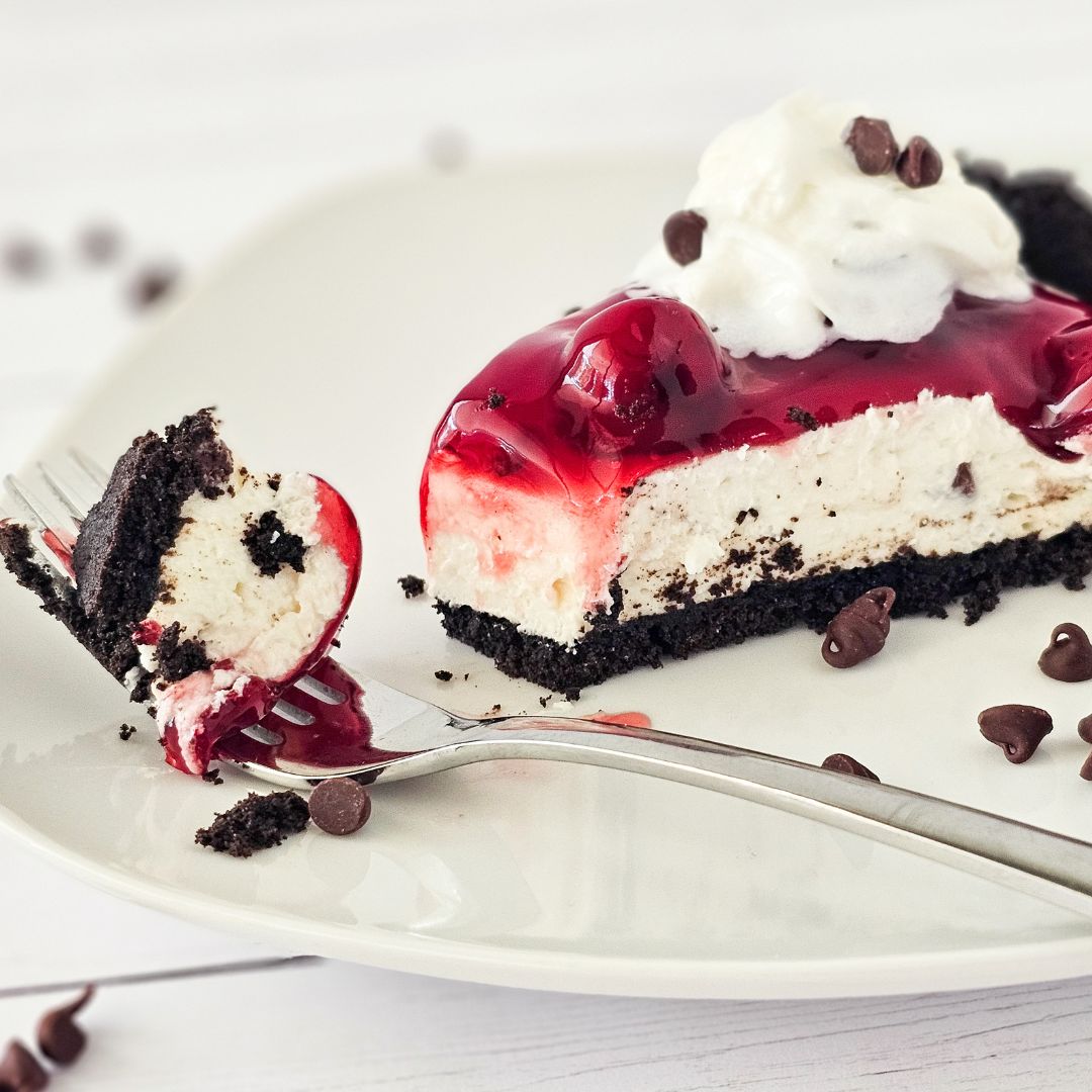 Easy no-bake chocolate cherry cheesecake dessert recipe for two people