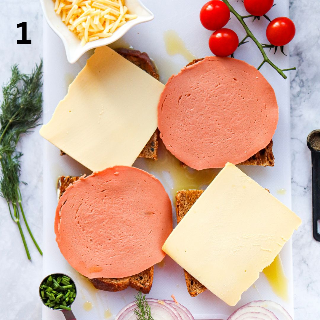 Air Fryer Vegan Cheese and Ham Sandwich - Easy, quick and healthy